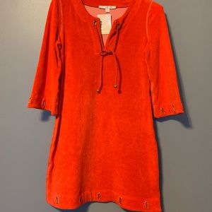 Terry cloth grommet trimmed short dress